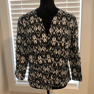 Kim Roger’s black and white blazer